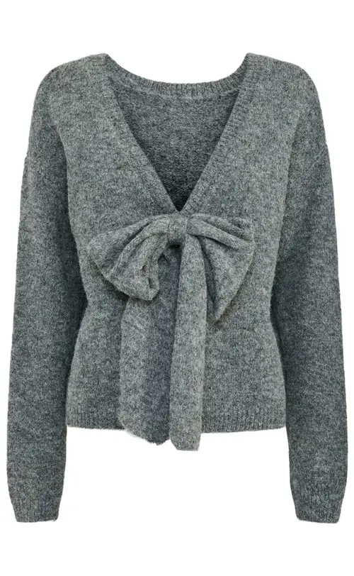 Pieces Strik - Allison Bow - Medium Grey w. Melange Bow