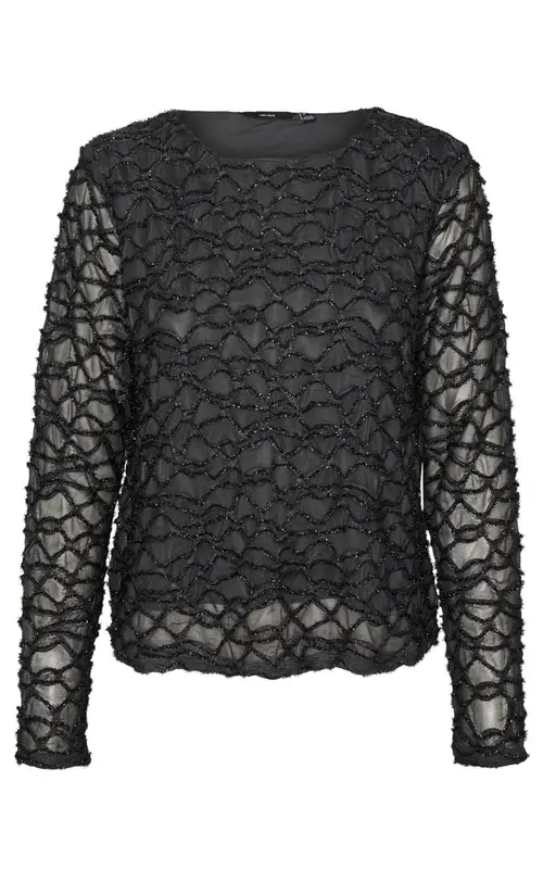 Vero Moda Bluse - Elga - Asphalt/3D luxer