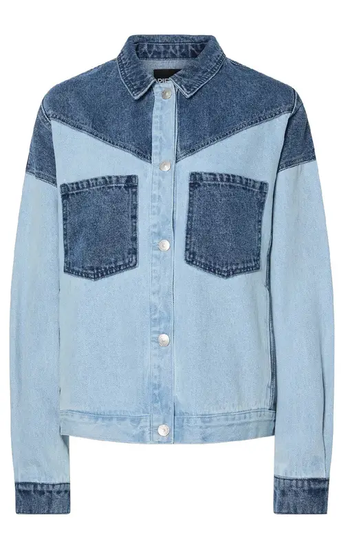 Pieces Bluse - Famy - Light Blue Denim/Medium Blue