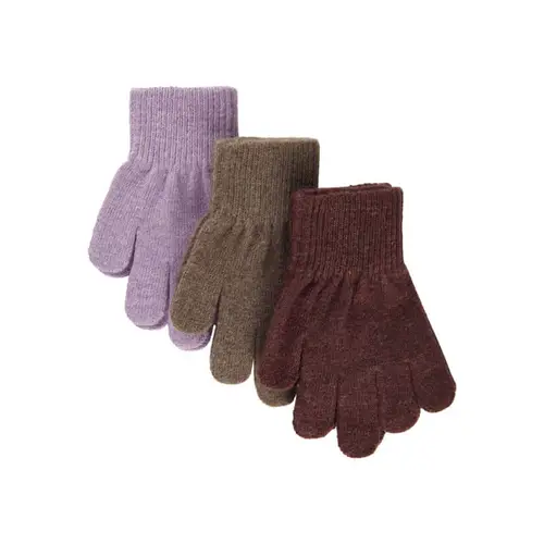 Mikk-Line - Magic Handsker 3-pak - Dark Mink/Slate Black/Chalk Violet - 4-7 år