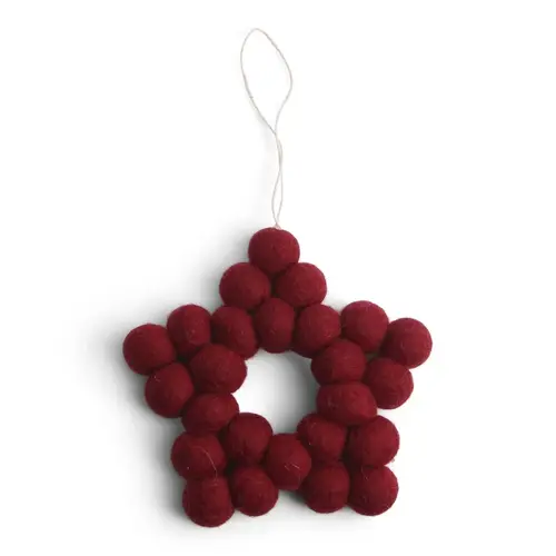 Small Felt Ball Star - Red, Gry & Sif