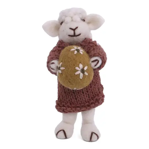 White Sheep w/Dusty Red Dress & Egg with String, Gry & Sif