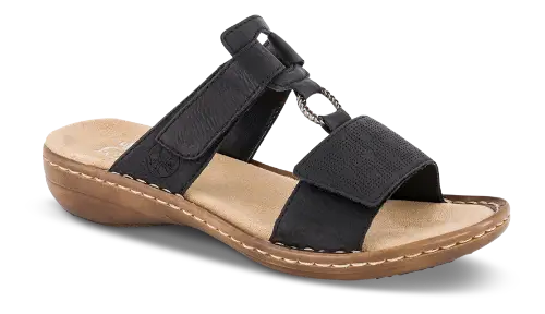 Rieker - Slippers med velcro, 44-0341 - Sort - 36