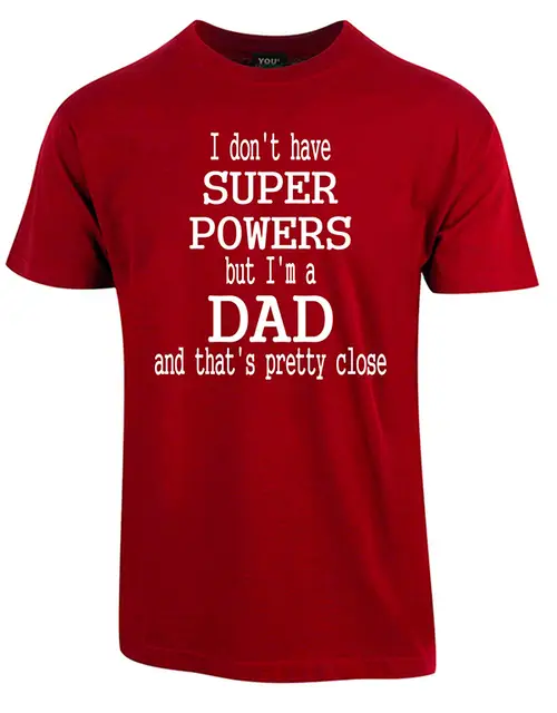 Super powers fars dag t-shirt - Vinrød