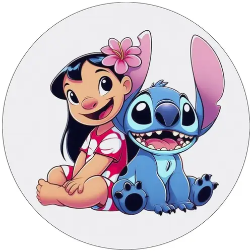 Lilo og Stitch rundt sukkerprint 19 cm