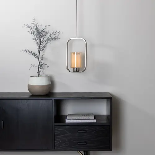 Laurie - Loftlampe i stål med glaskuppel og rektangulært design