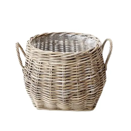 Fletkurv til planter i kube rattan | Ø40xH34,5 cm