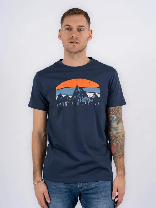 Marcus - Ketil t-shirt med print i navy - Herre - XL