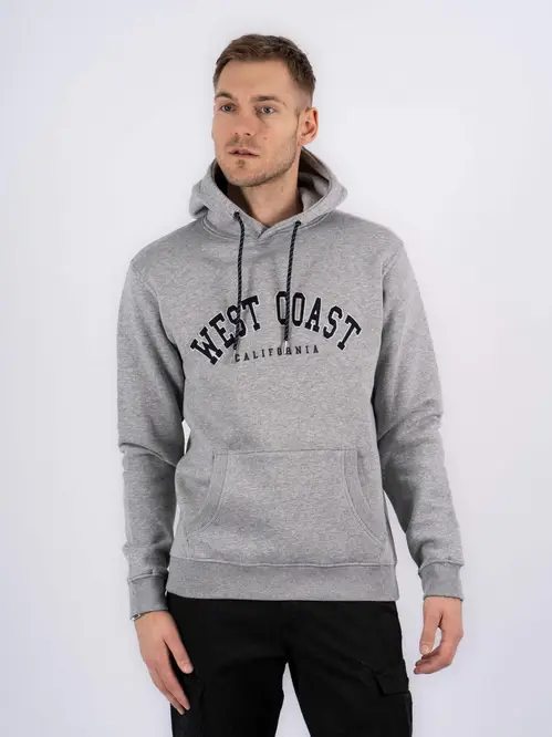 Marcus - Clint Hoodie med broderi i grå - Herre - XL