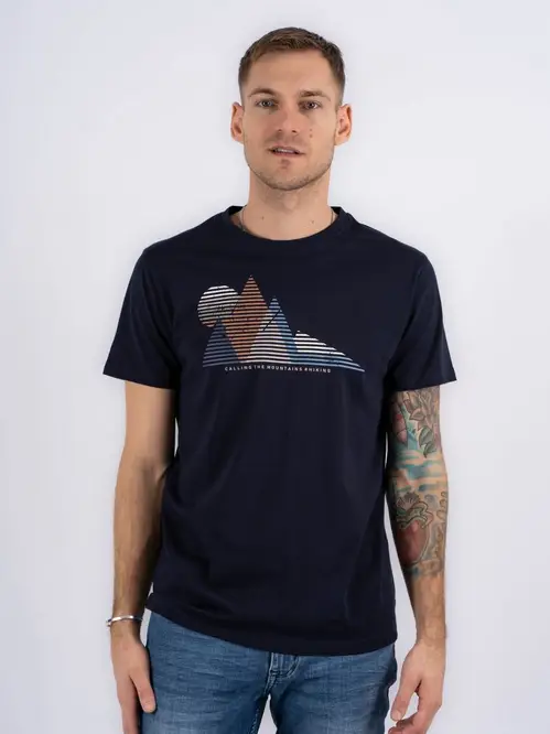 Marcus | Draco t-shirt med print i navy | Herre | XL