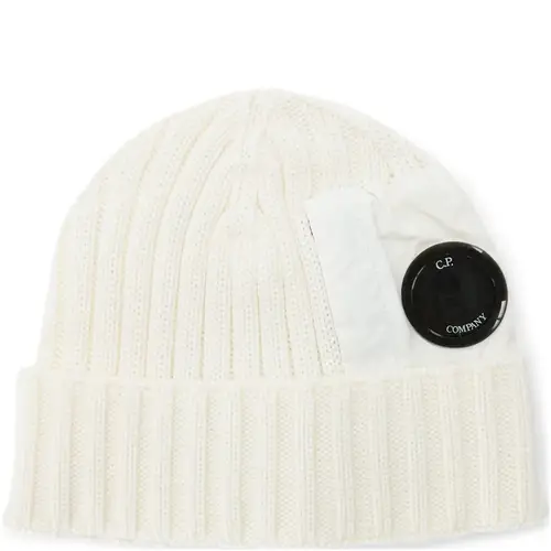 C.P. Company Merino Wool Lens Beanie Off White