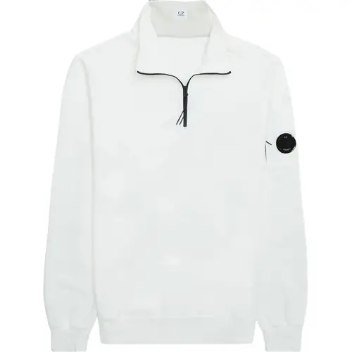 C.P. Company Polo Collar Light Fleece Sweatshirt Hvid