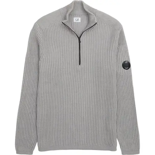 C.P. Company KN255A 9695A Half-Zip Strik Grå