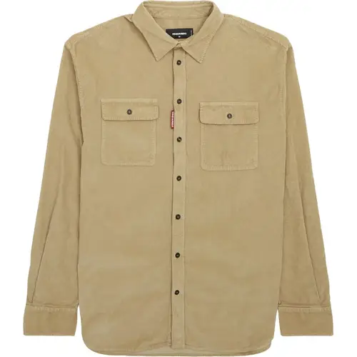 Dsquared2 Corduroy Skjorte Sand