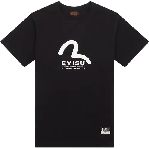 Evisu Seagull Print Multi Pocket T-Shirt Black