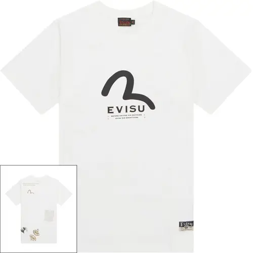 Evisu Seagull Print Multi Pocket T-Shirt White