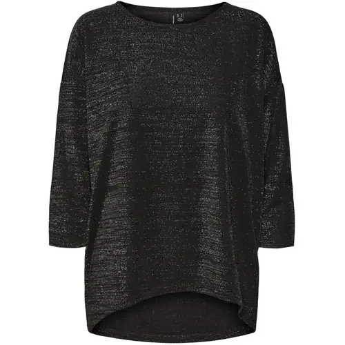 Vero Moda dame bluse VMMALENA - Black Silver lurex