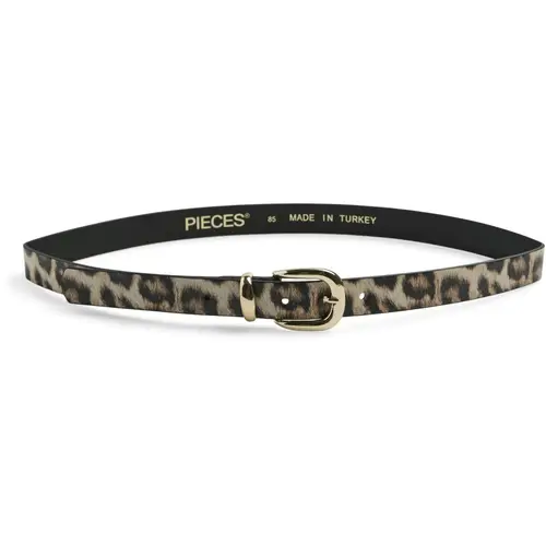 PIECES dame bælte PCNADJA - Black Leo/gold buckle