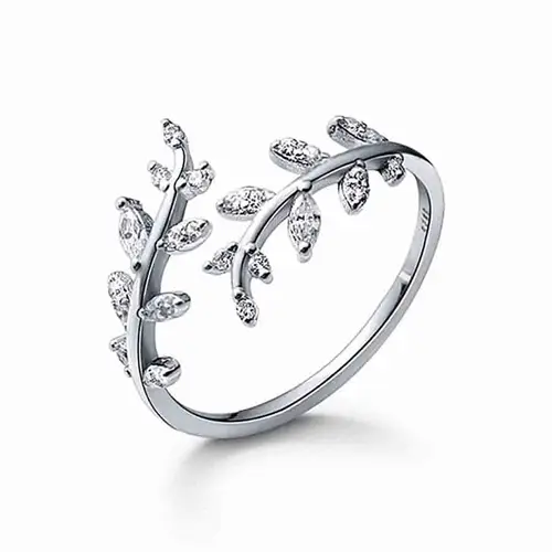 Flower bandring med CZ og i sterling