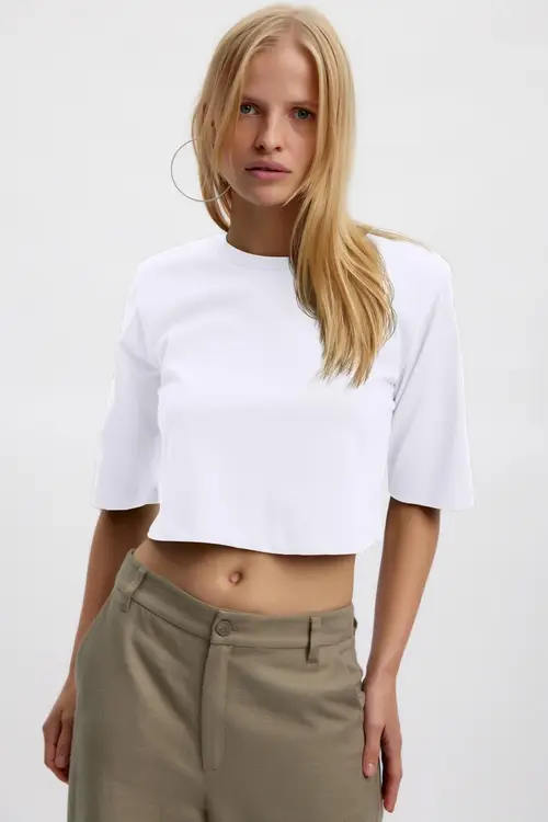 Gestuz Jorygz Cropped Tee, Farve: Hvid, Størrelse: L, Dame