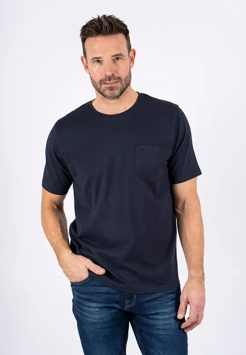 Pre End - Jack ensfarvet tee med brystlomme i navy