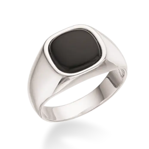 Signet Sterling Sølv Herrering fra Scrouples med Onyx