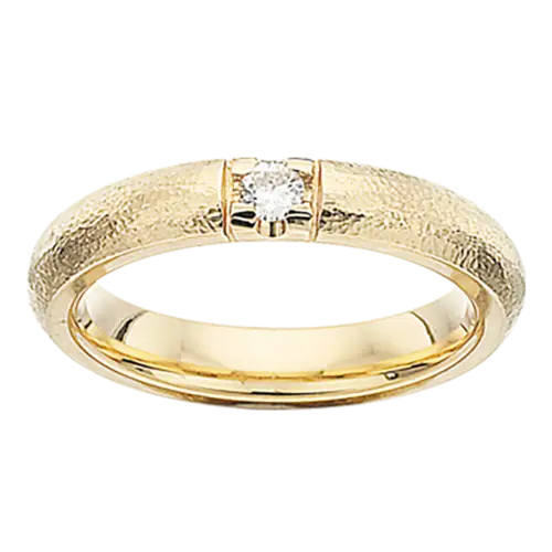 Scrouples Rustik Alliance Ring i 14 Karat Guld med Diamant 0,09 Carat W/SI