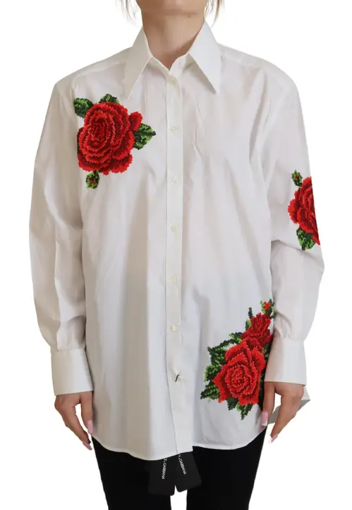 Dolce & Gabbana Hvid Bomuld Bluse