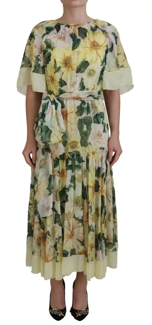 Dolce & Gabbana Multifarver Silke Floral Maxi Kjole