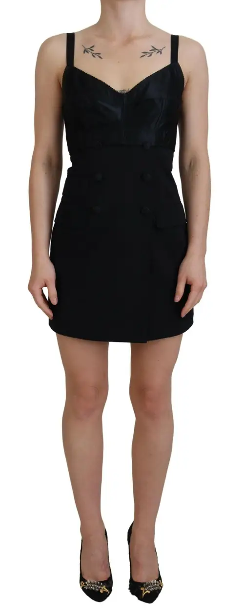 Dolce & Gabbana Sort Fit Uld Stretch Sheath Mini Kjole