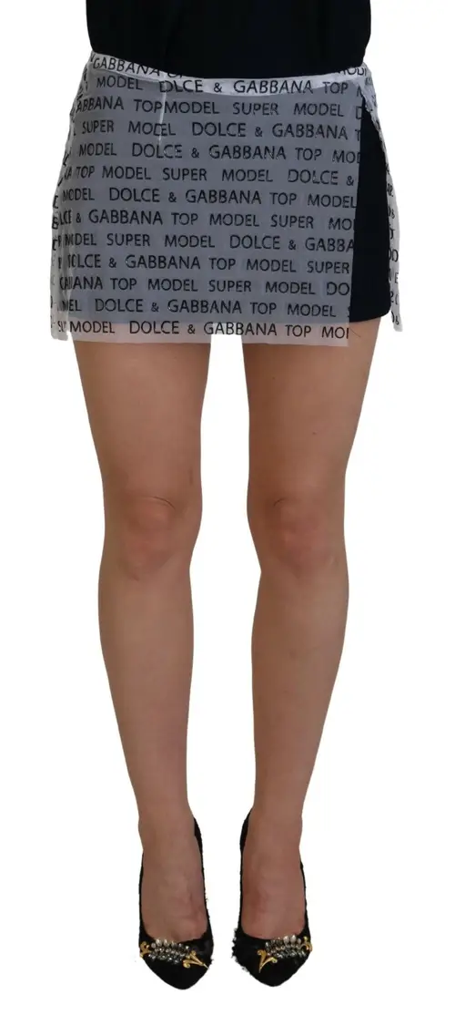 Dolce & Gabbana Hvid Logo See Through A-line Mini Skirt