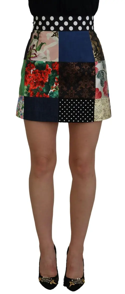 Dolce & Gabbana Multifarver Majolica Patchwork Mini Skirt