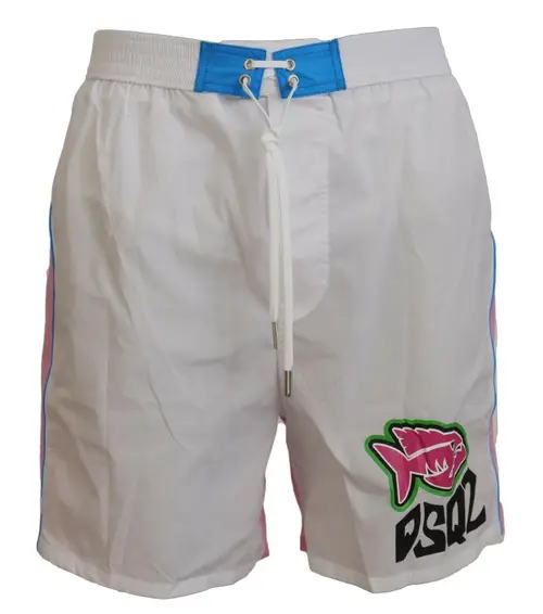 Dsquared2 Hvid Pink Svømme Shorts