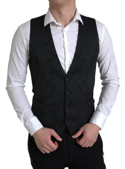 Dolce & Gabbana Sort Polyester Herre Vest