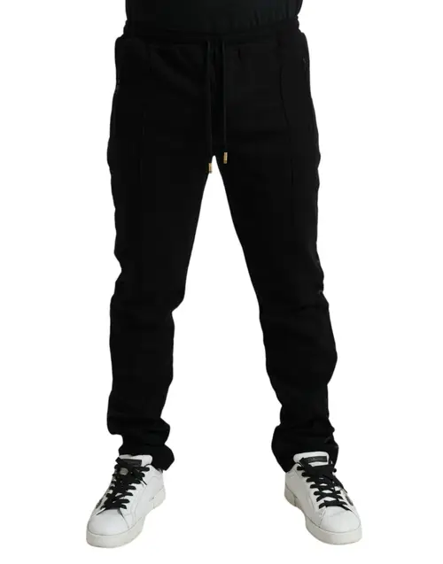 Dolce & Gabbana Sort Bomuld Blend Jogger Sweatpants Bukser & Jeans