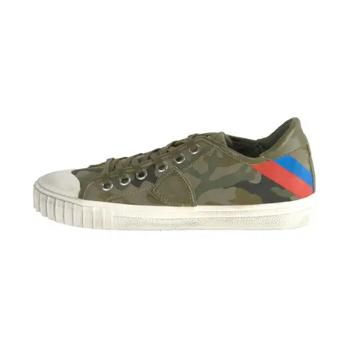 Philippe Model Gare L U Bandes Camou Vert Læder Sneakers