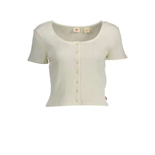 Levi's Chic Hvid Buttoned Tee with Wide Neckline