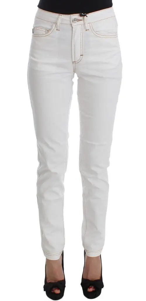 Cavalli Chic White Slim Fit Denim Jeans