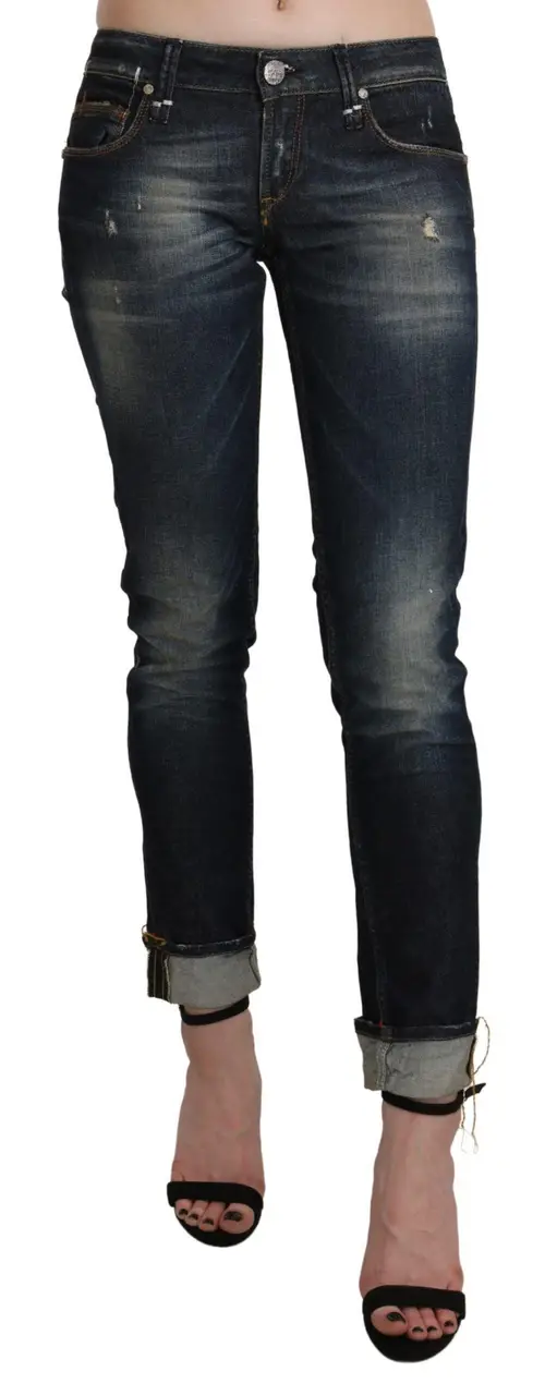 Acht Chic Dark Blue Skinny Cropped Jeans