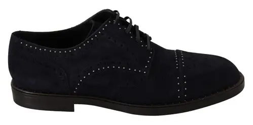 Dolce & Gabbana Elegant Suede Derby Sko with Silver Studs