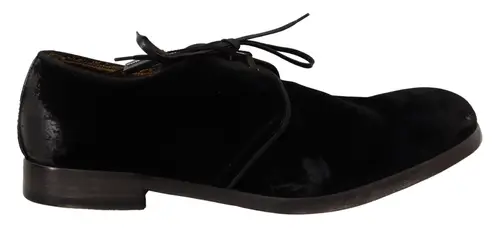 Dolce & Gabbana Elegant Black Velvet Derby Sko