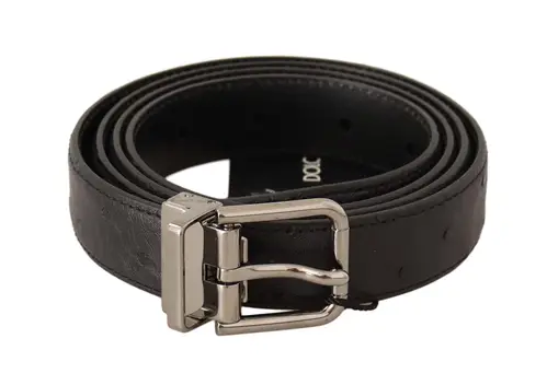 Dolce & Gabbana Elegant Black Leather Belt with Silver Buckle