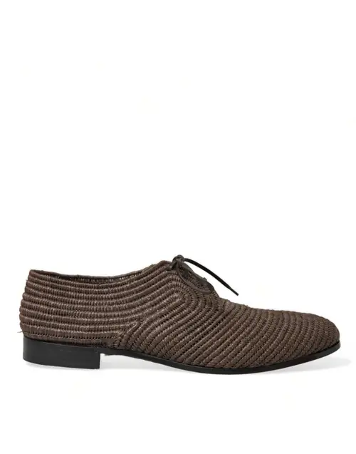 Dolce & Gabbana Elegant Raffia Upper Derby Sko - Lace Up in Brown