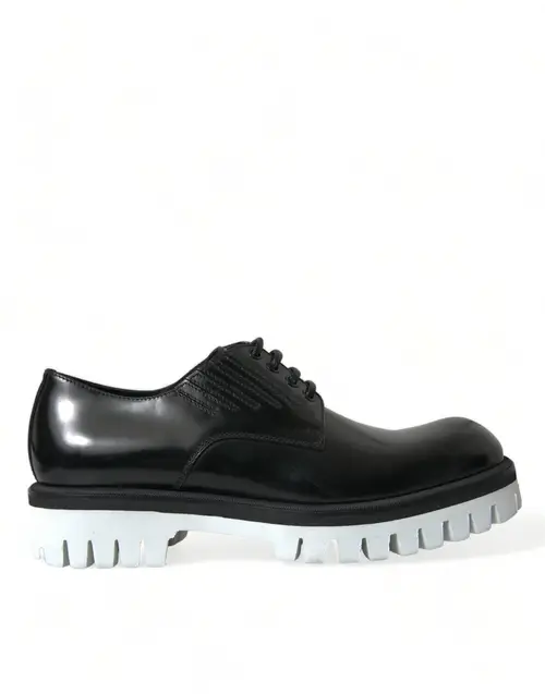 Dolce & Gabbana Sophisticated Black and White Leather Derby Sko