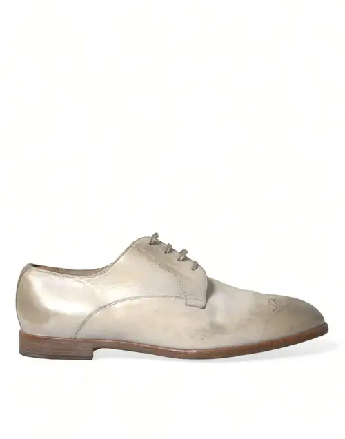 Dolce & Gabbana Elegant White Calfskin Derby Sko