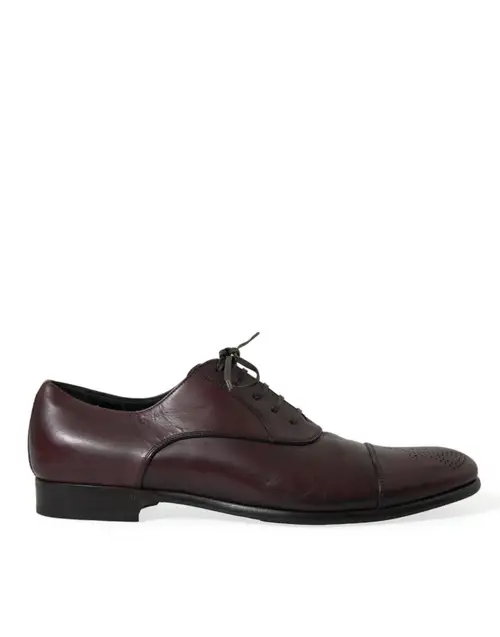 Dolce & Gabbana Elegant Burgundy Leather Derby Sko