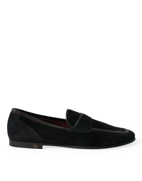 Dolce & Gabbana Elegant Velvet Black Loafers for Herre