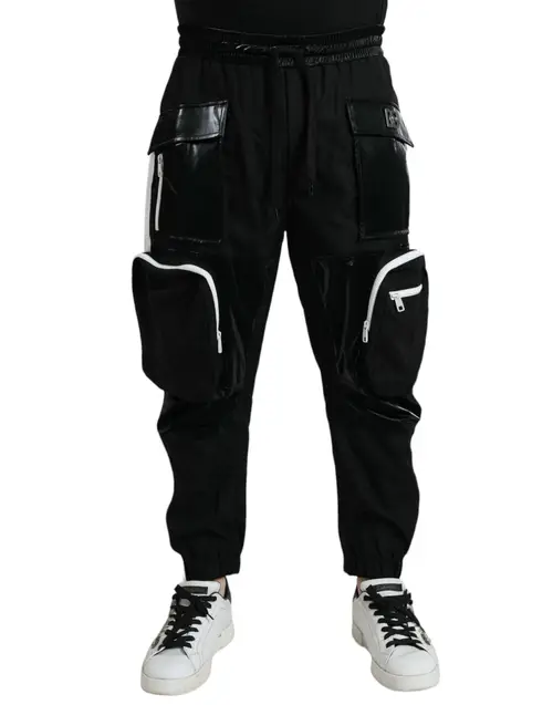 Dolce & Gabbana Black Nylon Cargo Jogger Herre Sweatpants Pants