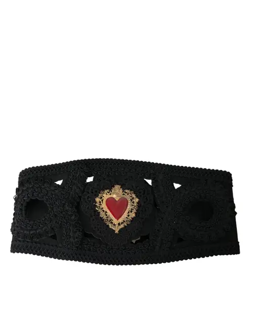 Dolce & Gabbana Black Canvas Embellished Waist Dame Belt