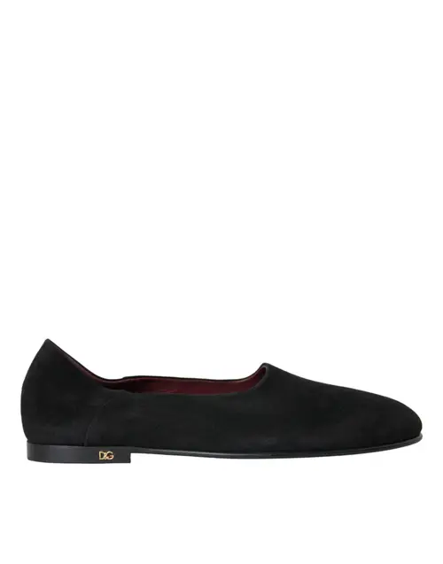 Dolce & Gabbana Black Suede Loafers Formal Dress Slip On Sko